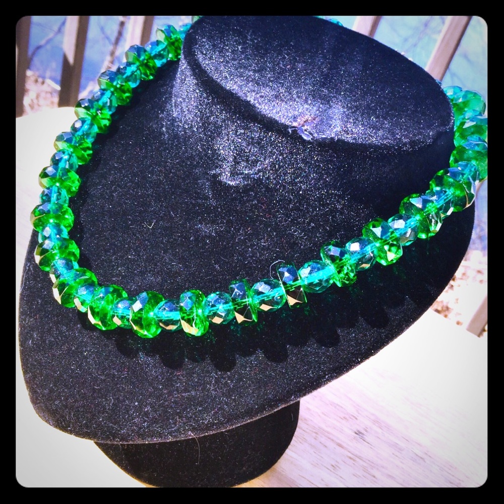 Necklace Green Czech Glass OAK